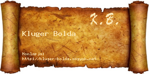 Kluger Bolda névjegykártya